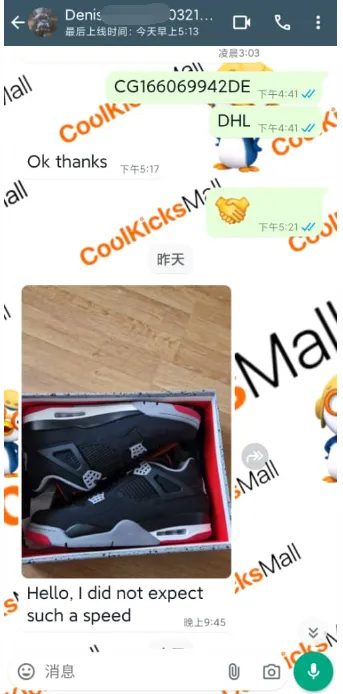 PKGoden Air Jordan 4 Retro Bred (2019),308497-060 review feedback from whatsapp customer 00