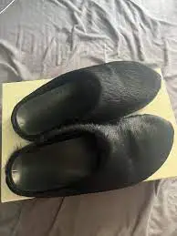 PKGoden Black long hair calfskin Fussbett sabot Marni Slides review Annette