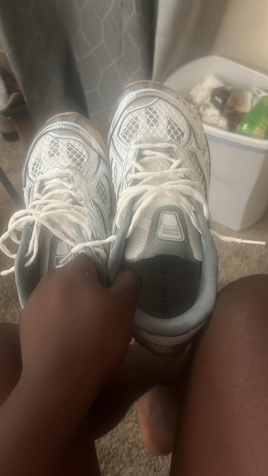 PKGoden Bottega Veneta Orbit low cut casual running shoes Silver review feedback from whatsapp customer 01