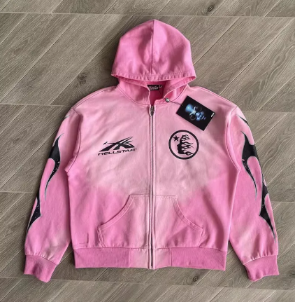 Hellstar Sports Hoodie Flame Zip-Up Pink review 0