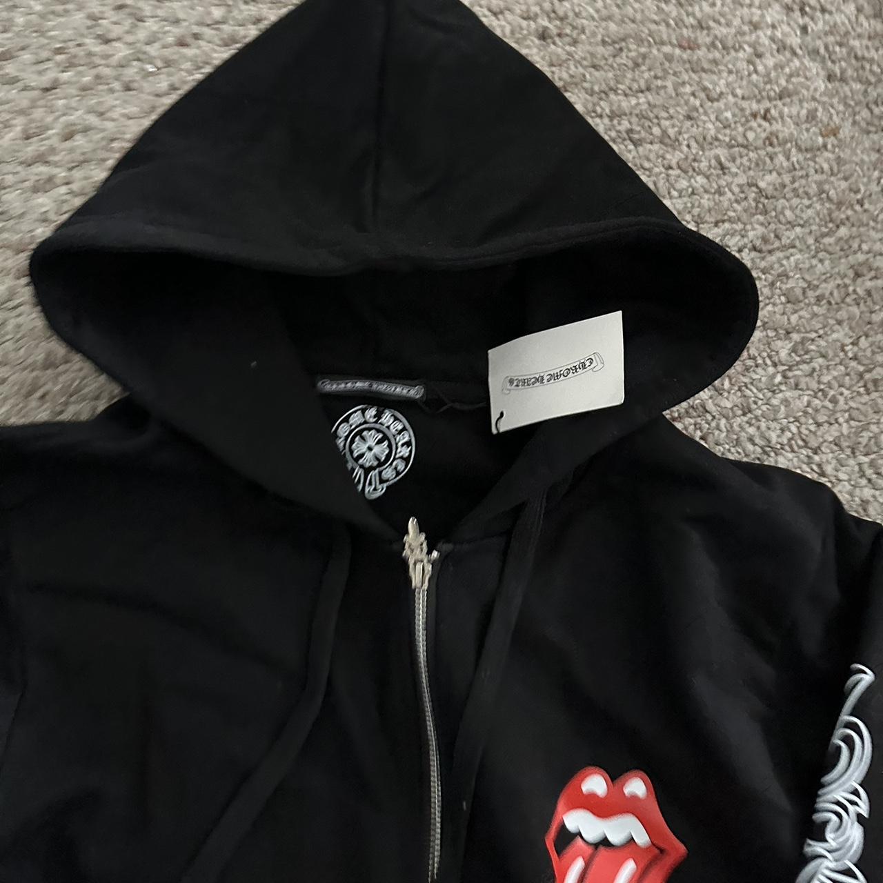Chrome Hearts × The Rolling Stones Red Tongue Cross Zip Up Hoodie Black/Red review Beth Clift