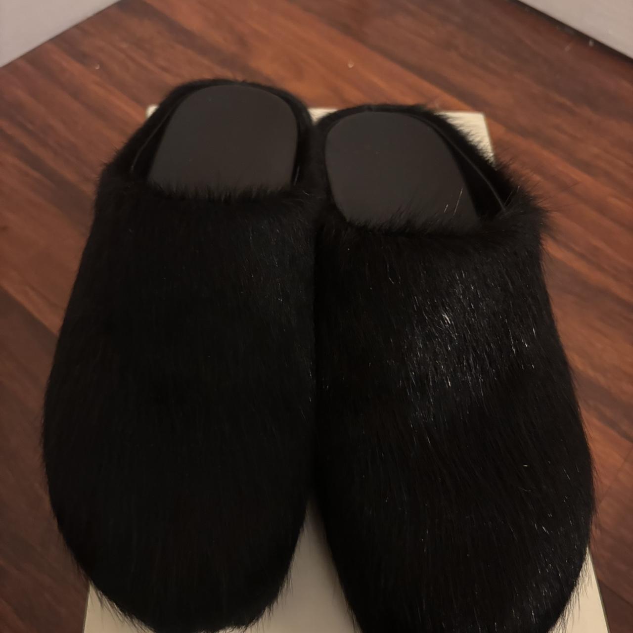 PKGoden Black long hair calfskin Fussbett sabot Marni Slides review 0