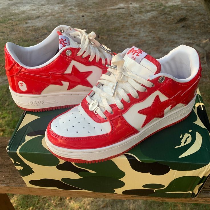 Special Sale A Bathing Ape Bape Sta Low Red And White Mirror Surface 1170 191 022 review 0