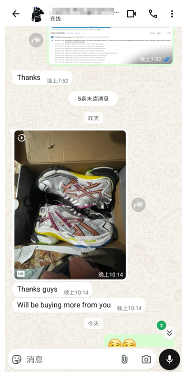 PKGoden Balenciaga 7th Runner Silver Purple 677403W3RB68123 review feedback from whatsapp customer