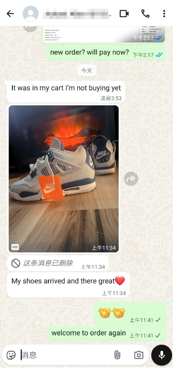 PKGoden Air Jordan 4 Military Blue,FV5029-141 review feedback from whatsapp customer 00