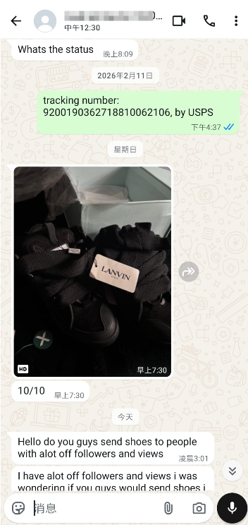 PKGoden Lanvin Leather Curb Triple Black review feedback from whatsapp customer 00