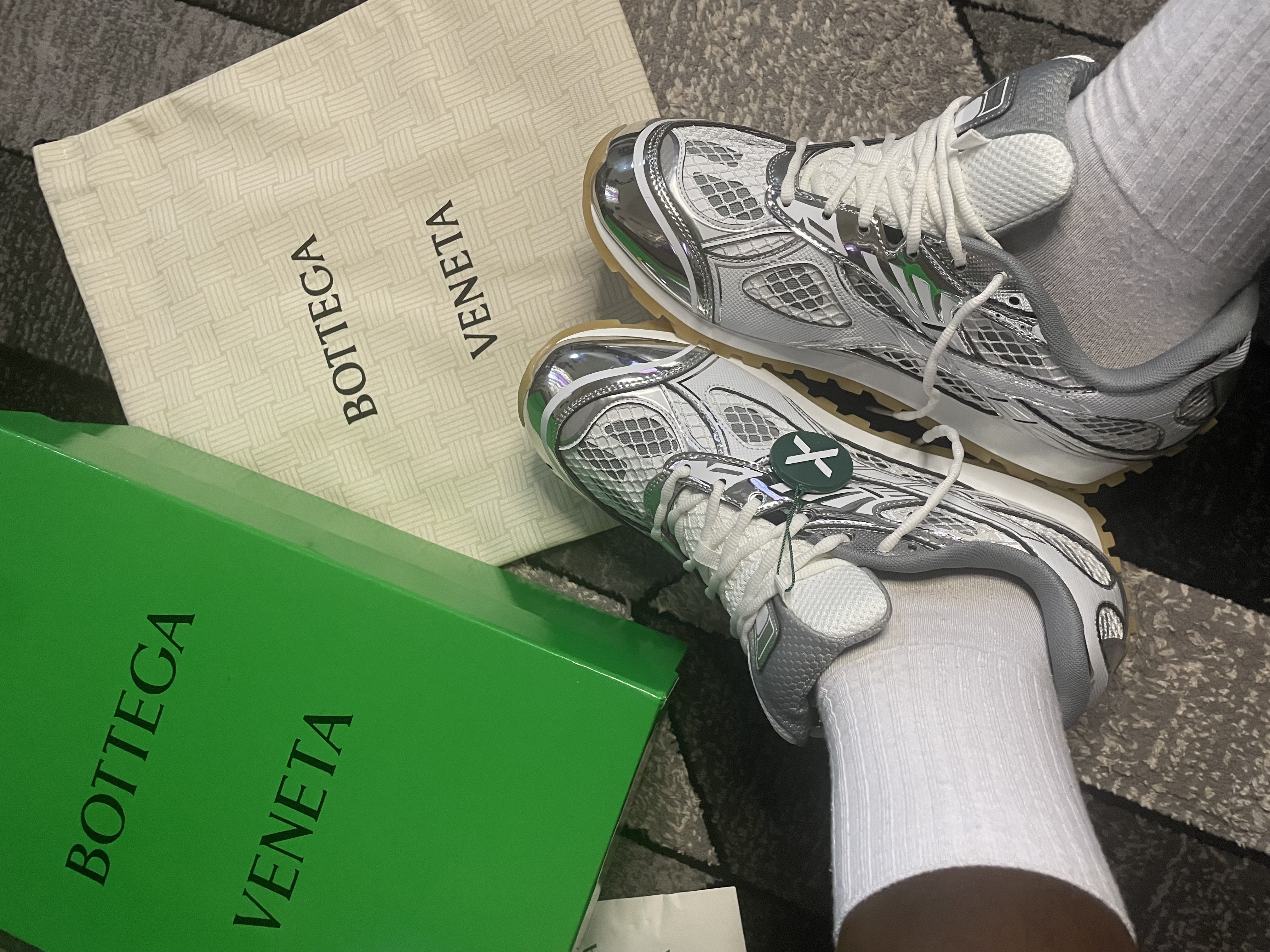 PKGoden Bottega Veneta Orbit low cut casual running shoes Silver review 1