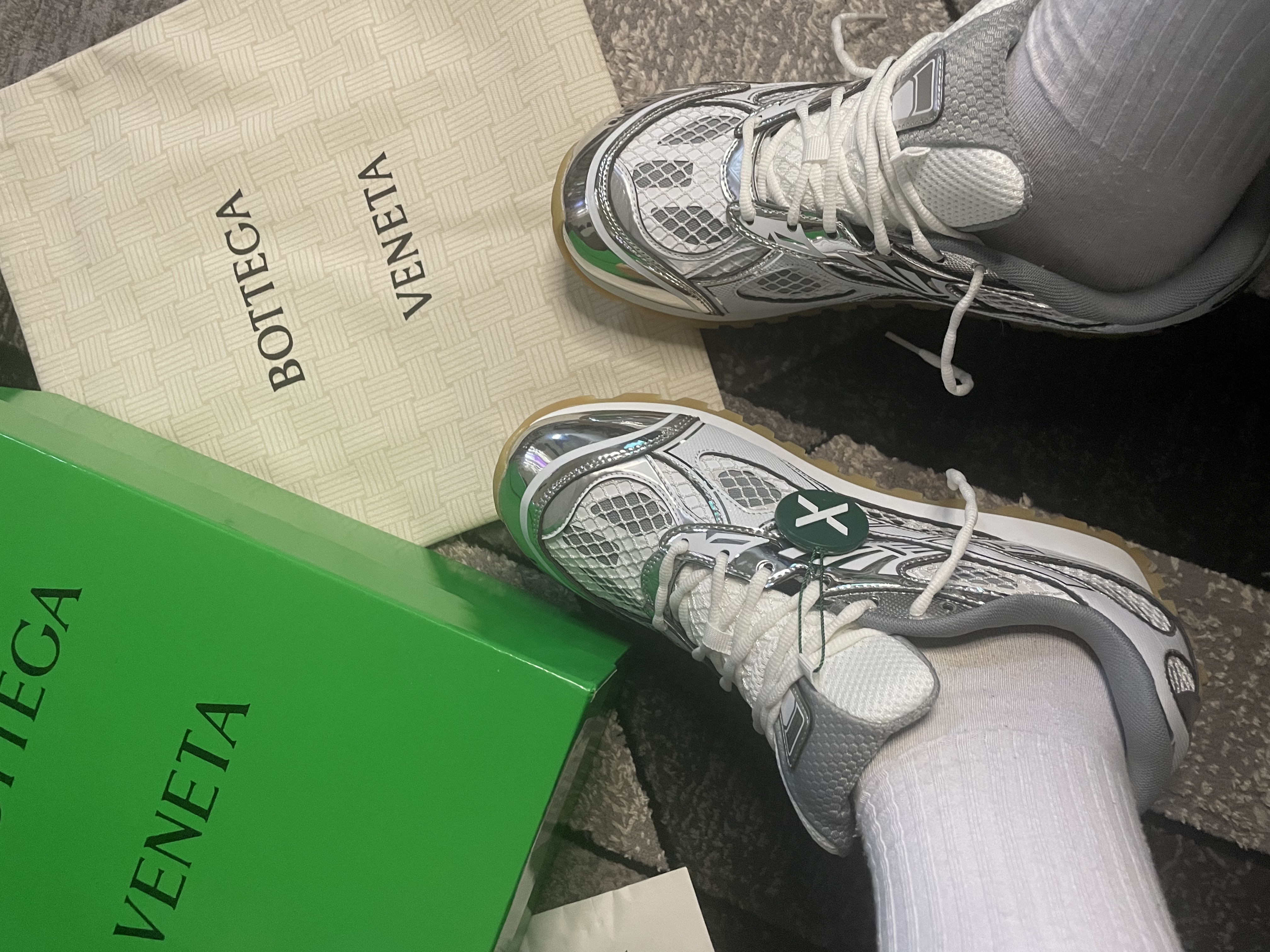 PKGoden Bottega Veneta Orbit low cut casual running shoes Silver review 2