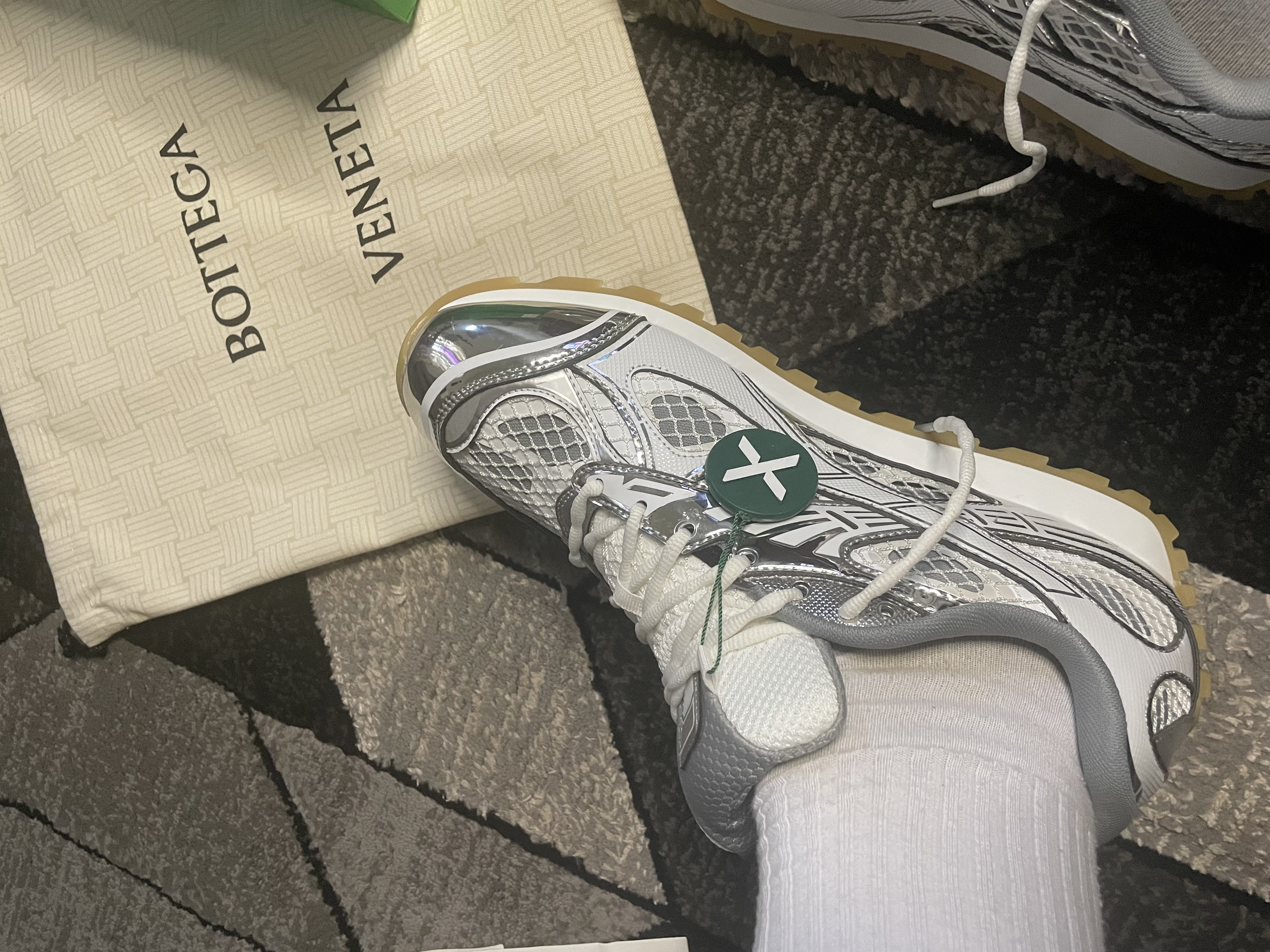 PKGoden Bottega Veneta Orbit low cut casual running shoes Silver review 3