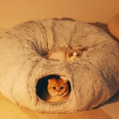 Cozy Cat Doughnut Tunnel Bed: Ultimate Feline Comfort 01