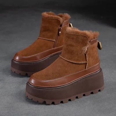 Cnkiwis Cotton Boots Dark Brown 6802 01