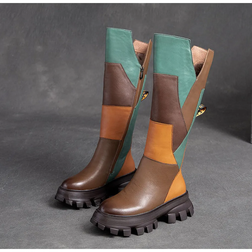 Cnkiwis Color Block Boots Brown 30395