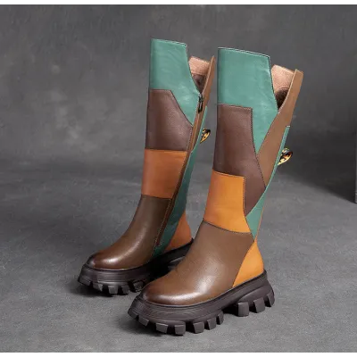 Cnkiwis Color Block Boots Brown 30395 01