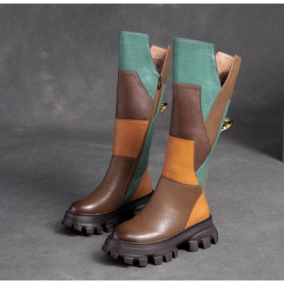 Cnkiwis Color Block Boots Brown 30395 01