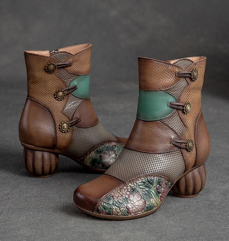 Cnkiwis Color Block Boots Brown 69555B