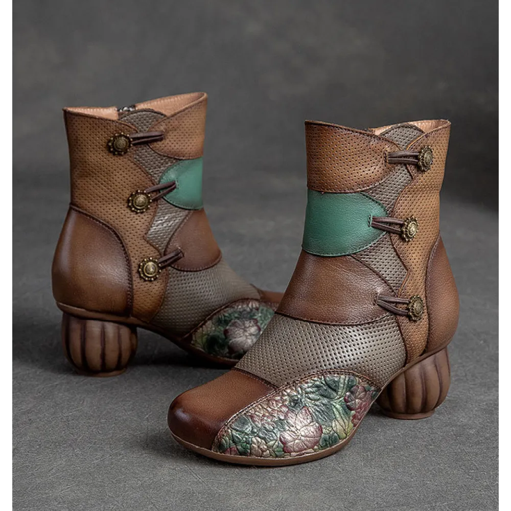 Cnkiwis Color Block Boots Brown 69555B