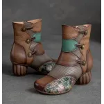 Cnkiwis Color Block Boots Brown 69555B