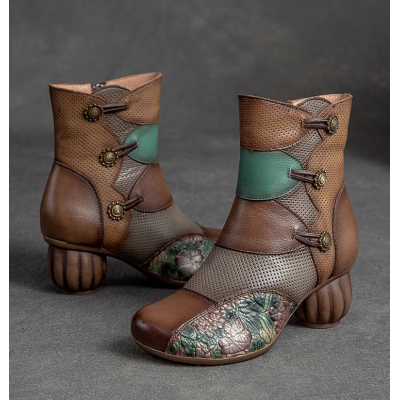 Cnkiwis Color Block Boots Brown 69555B 01