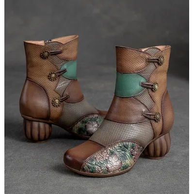 Cnkiwis Color Block Boots Brown 69555B 01