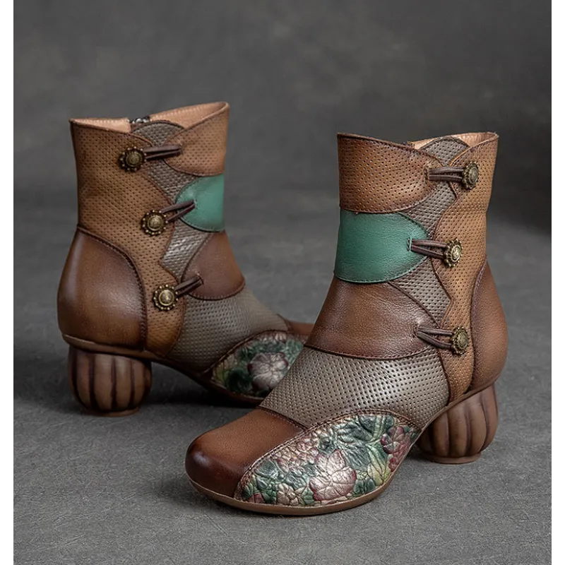Cnkiwis Color Block Boots Brown 69555B