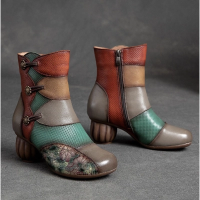 Cnkiwis Color Block Boots Gray 69555B 01