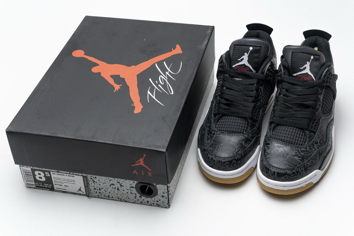 PK Jordan 4 Retro Laser Black Gum, CI1184-001