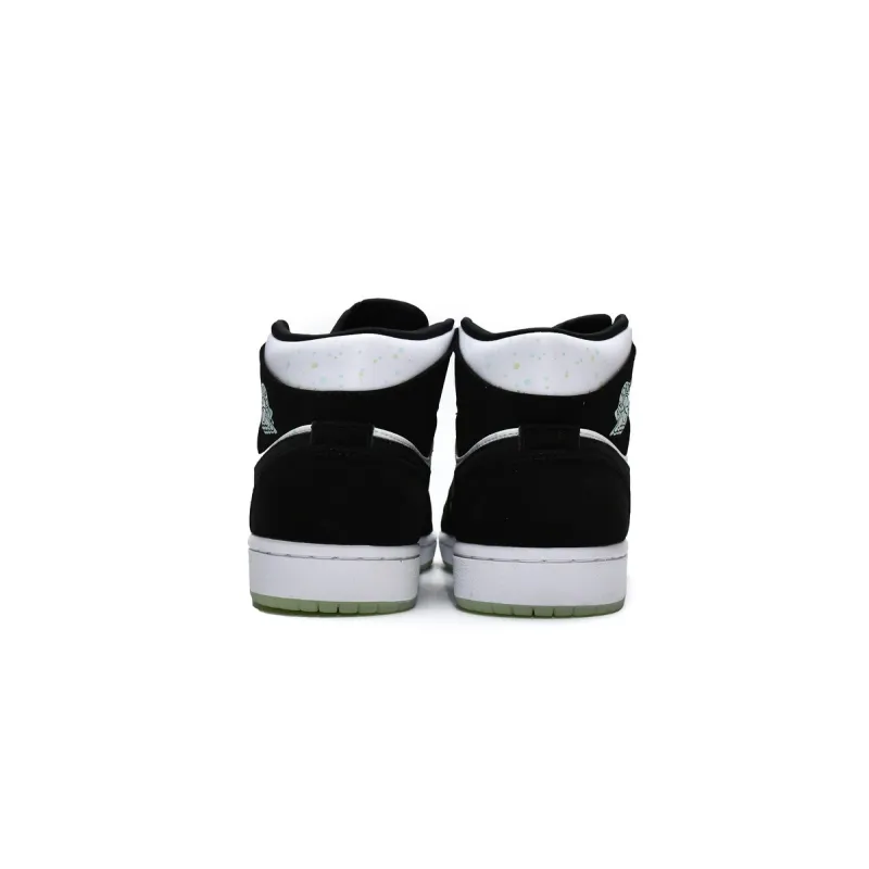 PK Jordan 1 Mid White Black Teal Tint (GS), BQ6931-103