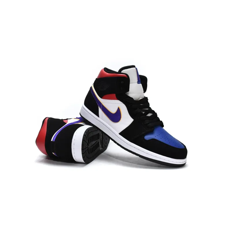 H12 Jordan 1 Mid Lakers Top 3, 852542-005