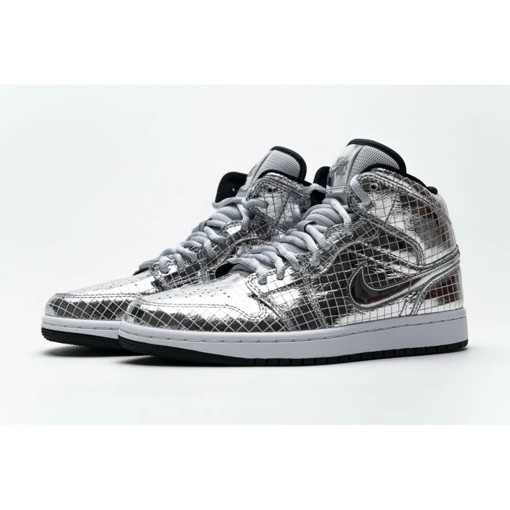 PK Jordan 1 Mid SE Disco Metallic Silver (W), CU9304-001