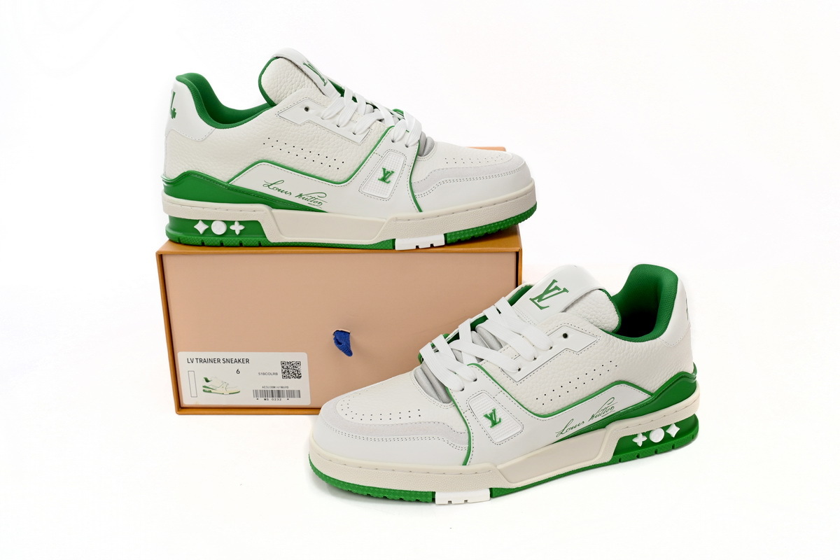 PK Louis Vuitton Trainer All Blue White Green Lychee Pattern,1ABNIS