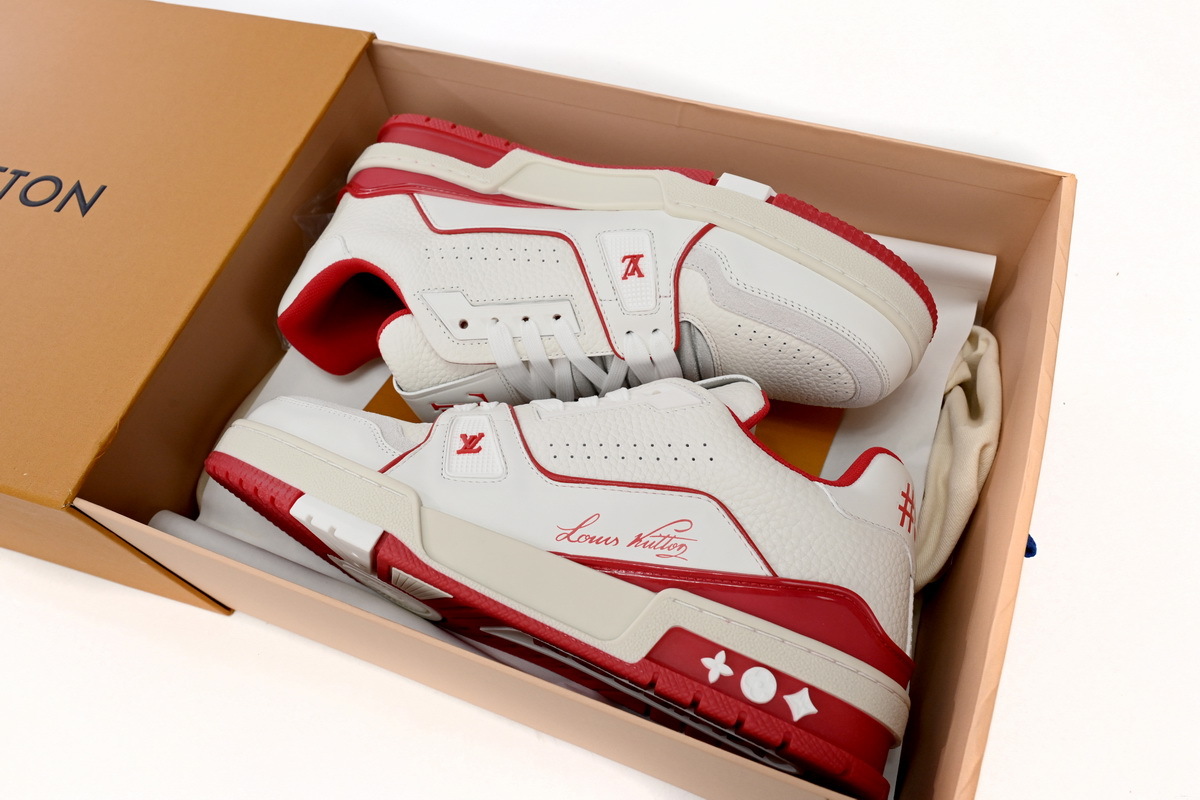 PK Louis Vuitton Trainer All Blue White Red Lychee Pattern,1ABFBL