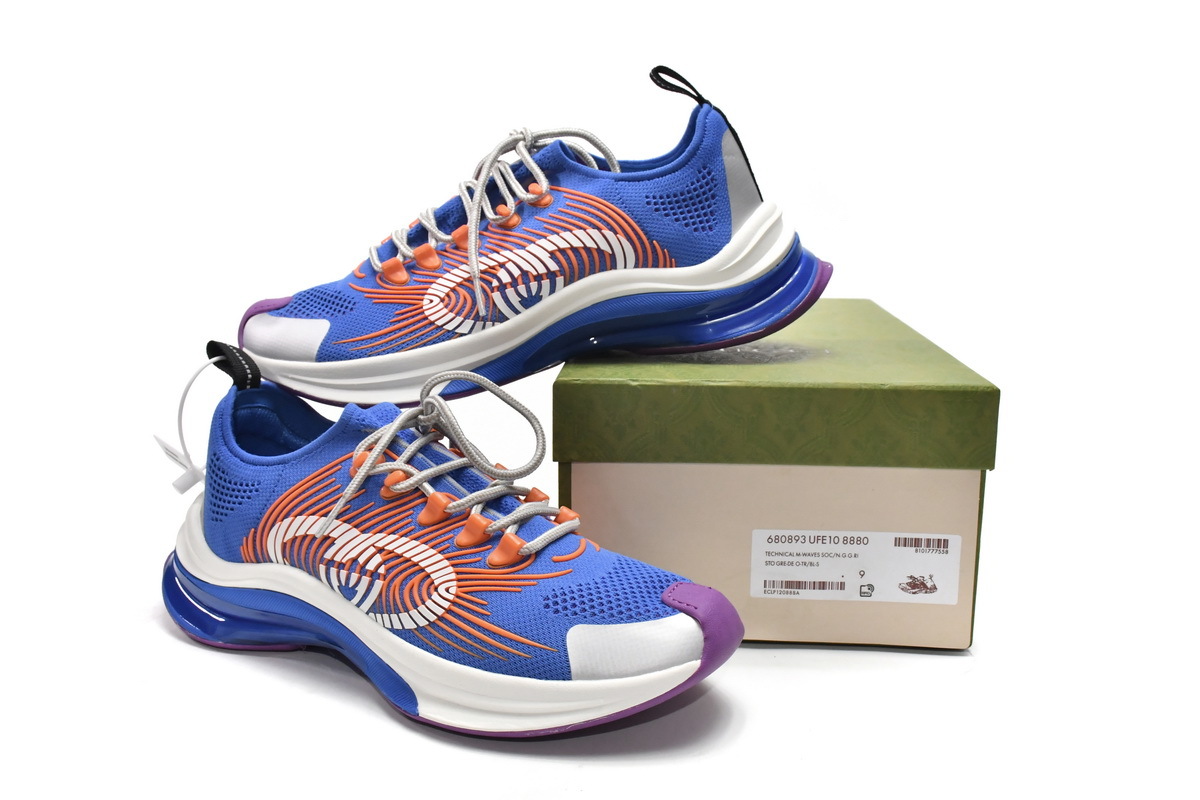 PK Gucci Run Sneakers White Blue Orange, 680893-UFE10-8880