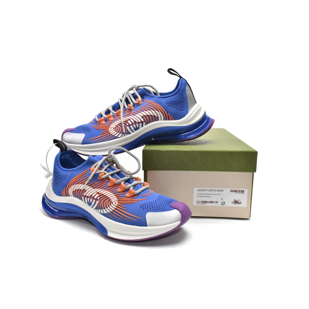 PK Gucci Run Sneakers White Blue Orange, 680893-UFE10-8880