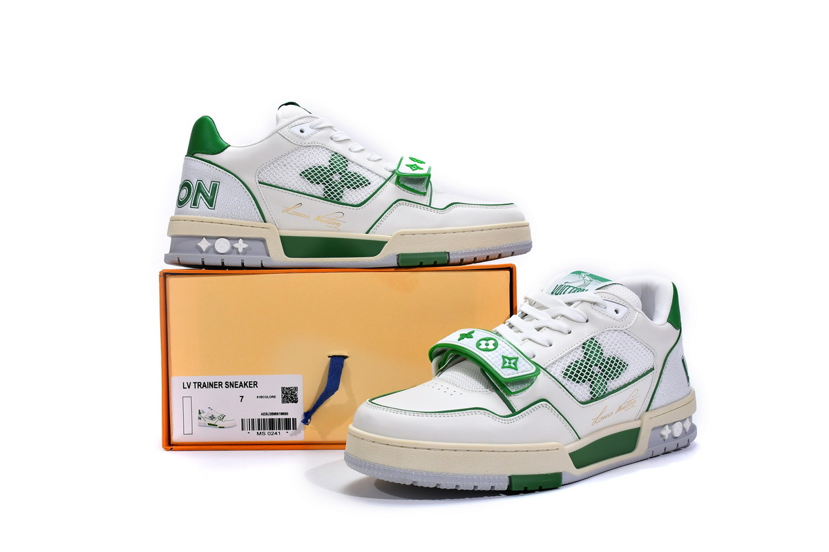 PK Louis Vuitton Trainer White Green, 1A98UX