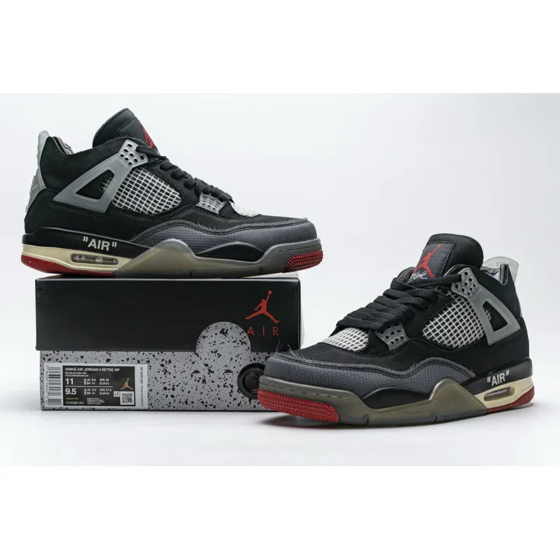 PK OFF White x Air Jordan 4 Bred, CV9388-001