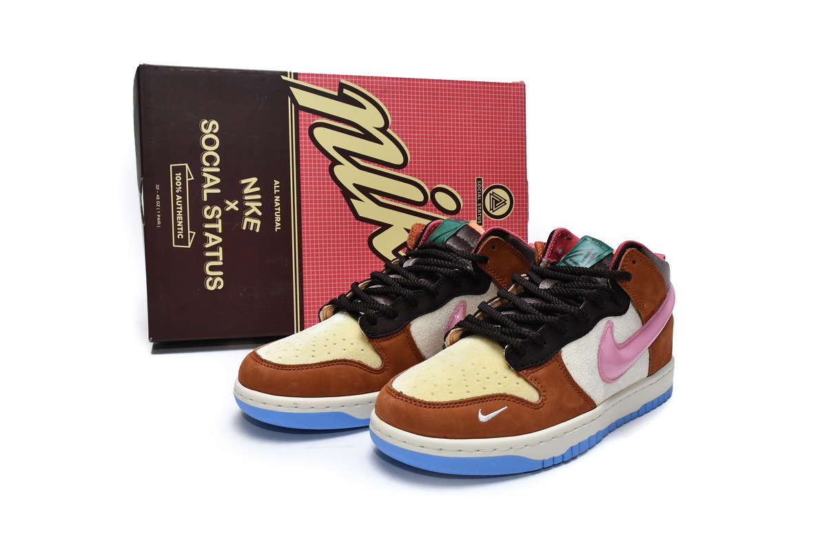 PK Dunk SB Mid Social Status Free Lunch Chocolate Milk, DJ1173-700