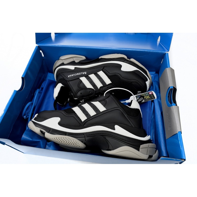 PK adidas x Balenciaga Triple S Black And White Bars, 712764 W2ZB2 1090