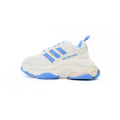 PK adidas x Balenciaga Triple S White And Blue Bars, 712764 W2ZB3 9040 01