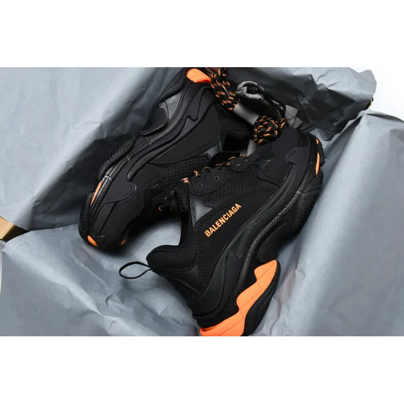 PK Balenciaga Triple S Black Orange, 536737 W2FA1 9188