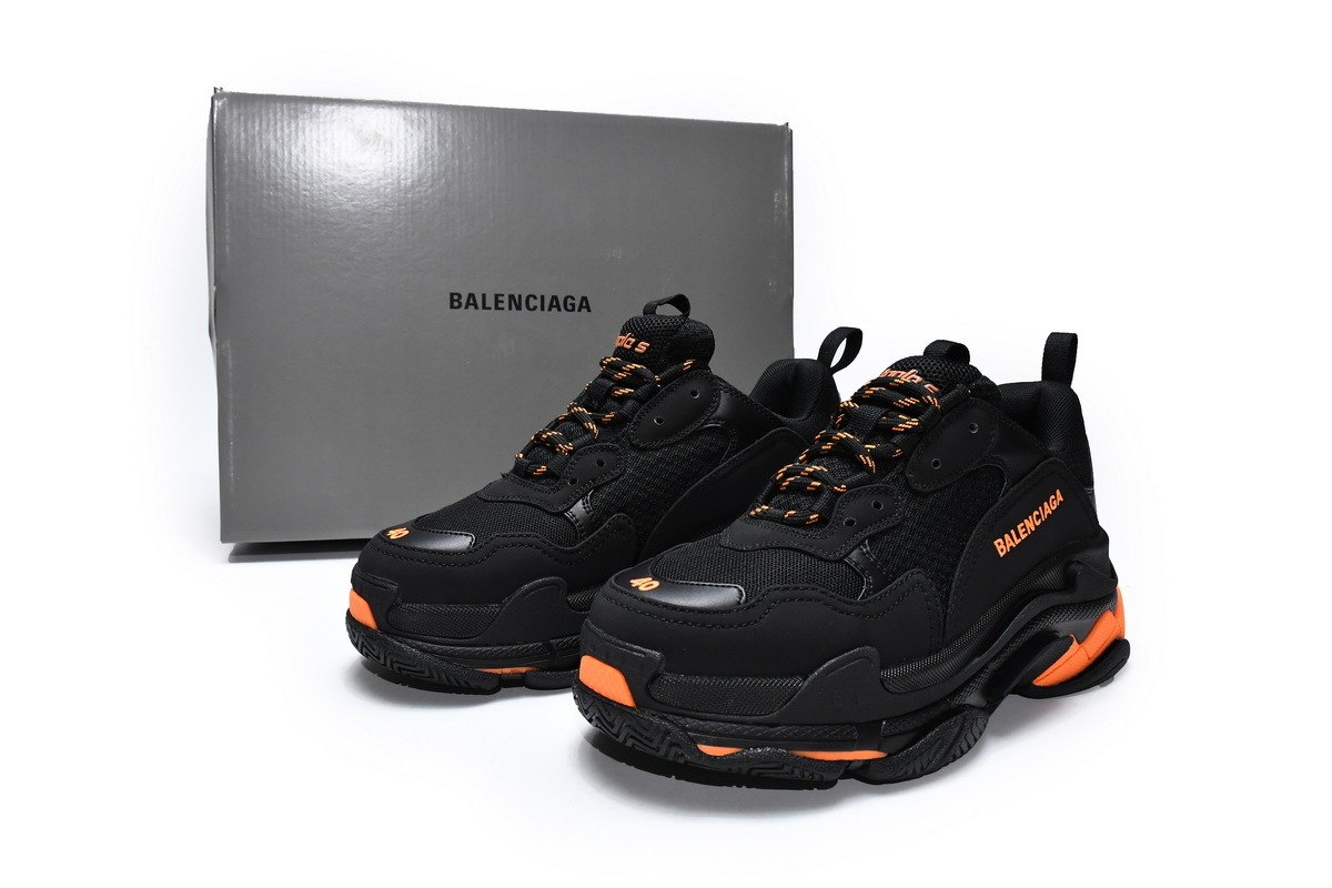PK Balenciaga Triple S Black Orange, 536737 W2FA1 9188