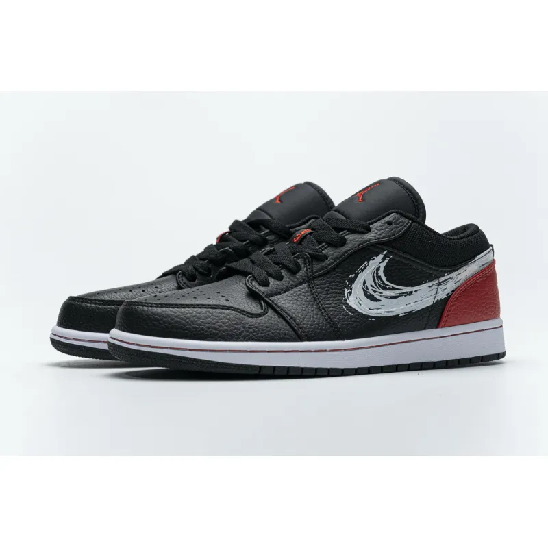 PK Jordan 1 Low Brushstroke Swoosh Black, DA4659-001