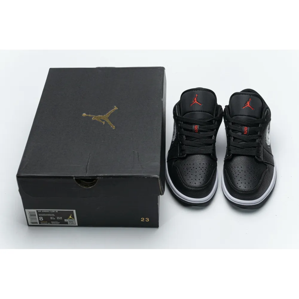 PK Jordan 1 Low Brushstroke Swoosh Black, DA4659-001