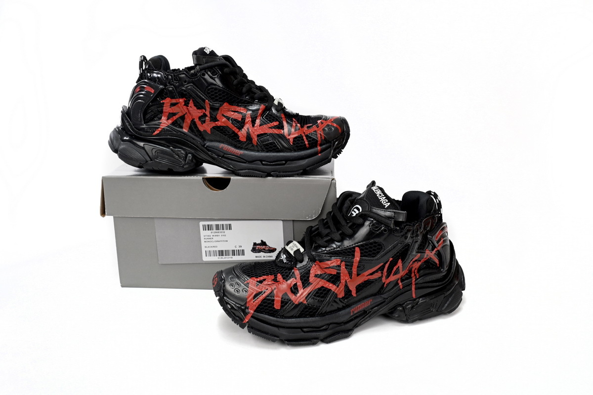 PK Balenciaga Runner Black And Red Characters, 677402 W3RB1 0102