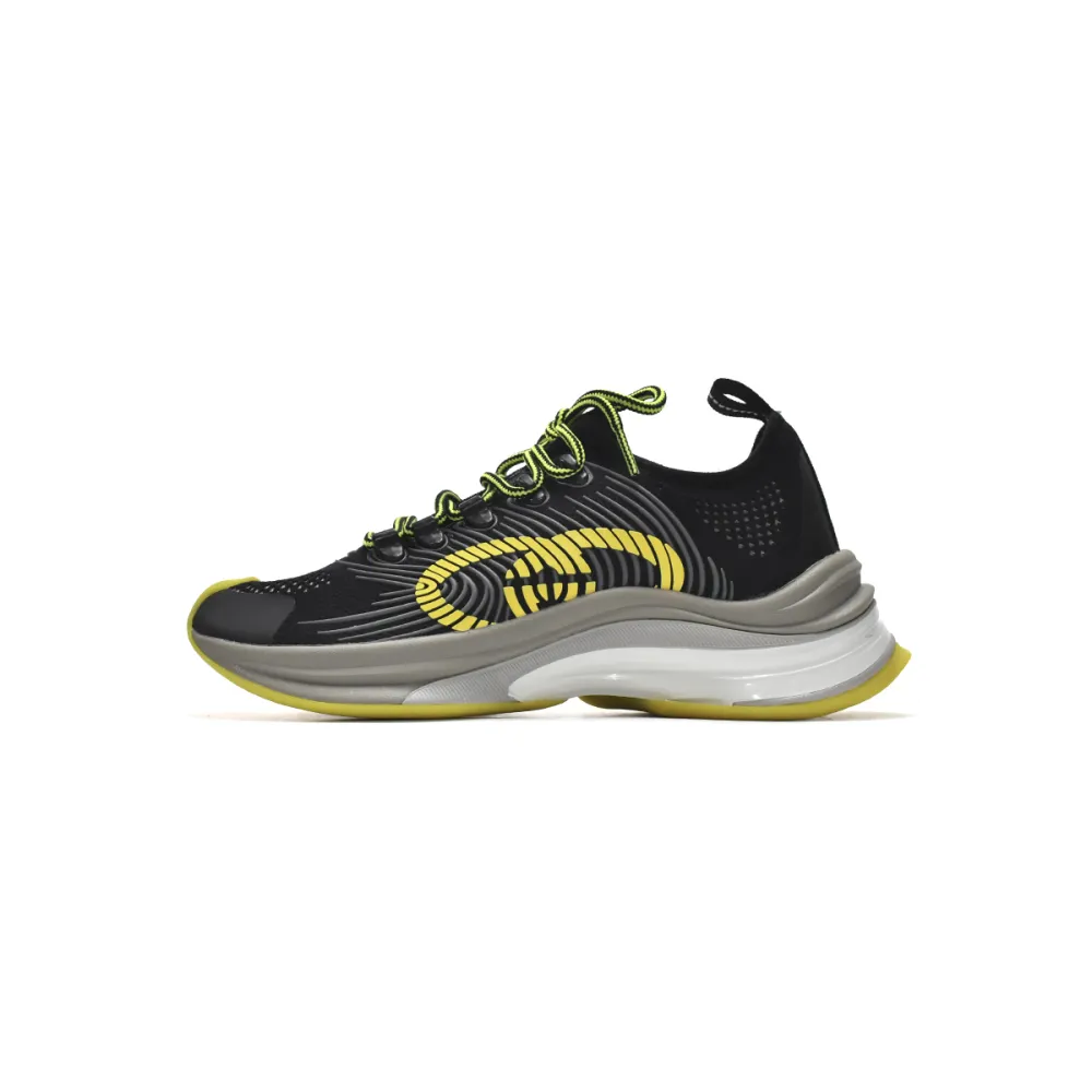 PK Gucci Run Sneakers Black Yellow, 680939-USM10-8480