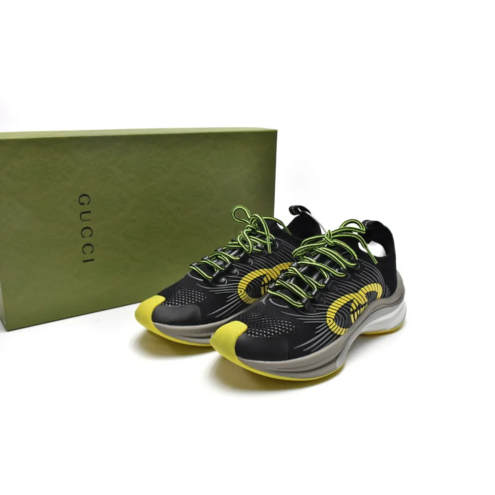 PK Gucci Run Sneakers Black Yellow, 680939-USM10-8480