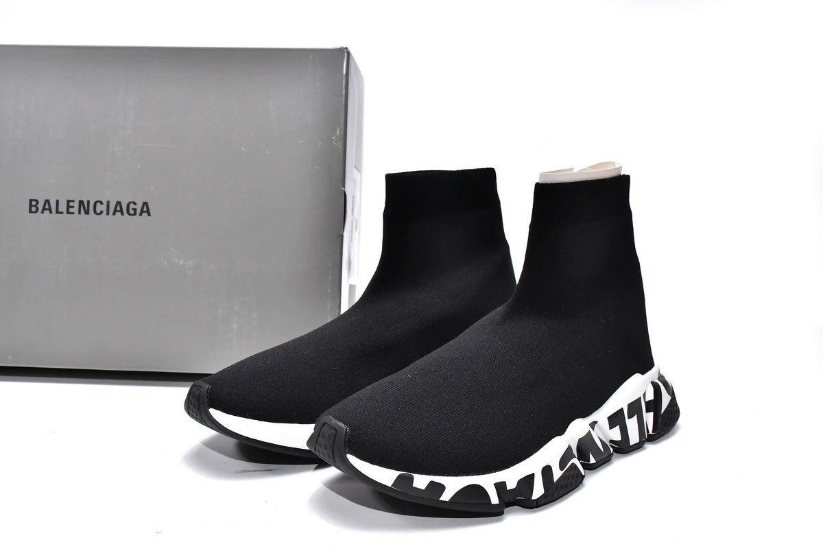 PK Balenciaga Speed Graffiti Trainers Black White