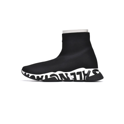 PK Balenciaga Speed Graffiti Trainers Black White 01