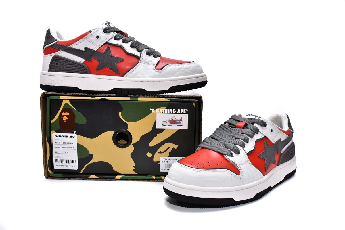 PK A Bathing Ape Bape SK8 Sta White Red, 1G70-109-0020