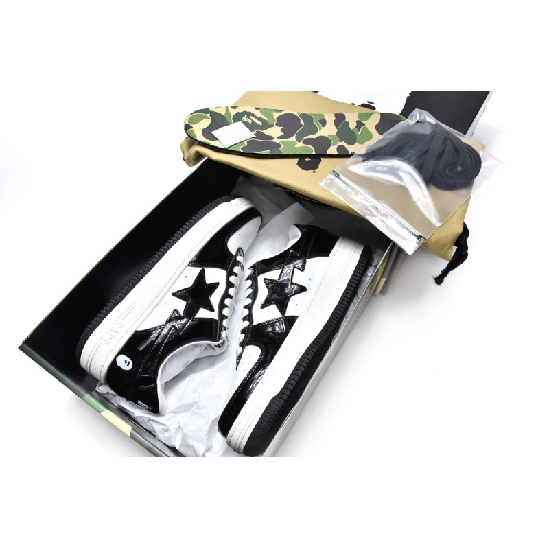 PK A Bathing Ape Bape Sk8 Sta Low White Black, 1G70-109-0001