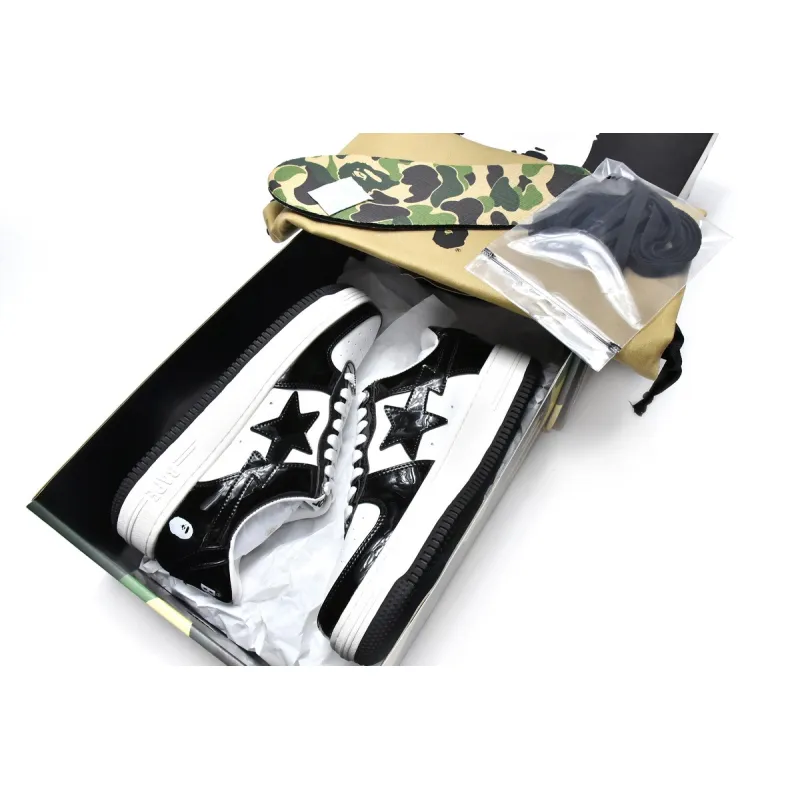 PK A Bathing Ape Bape Sk8 Sta Low White Black, 1G70-109-0001